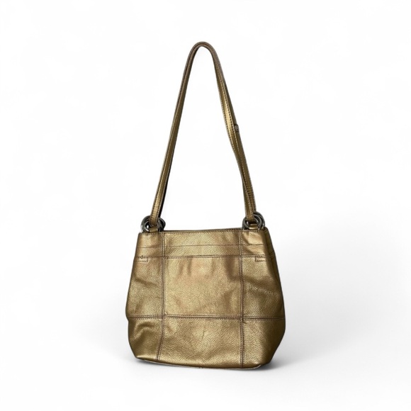 Tignanello pebbled leather gold metallic convertible strap purse - Picture 1 of 10